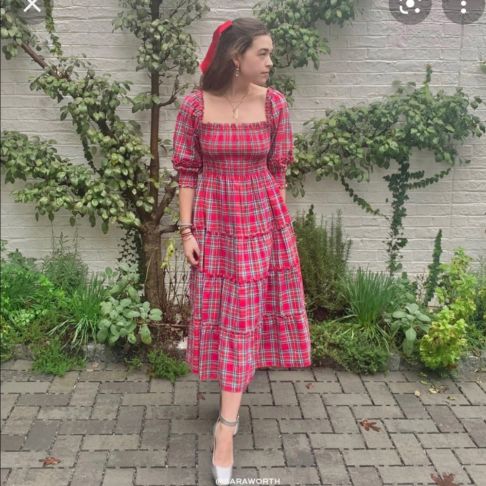 Hill house home Nesli red tartan nap dress sz xs